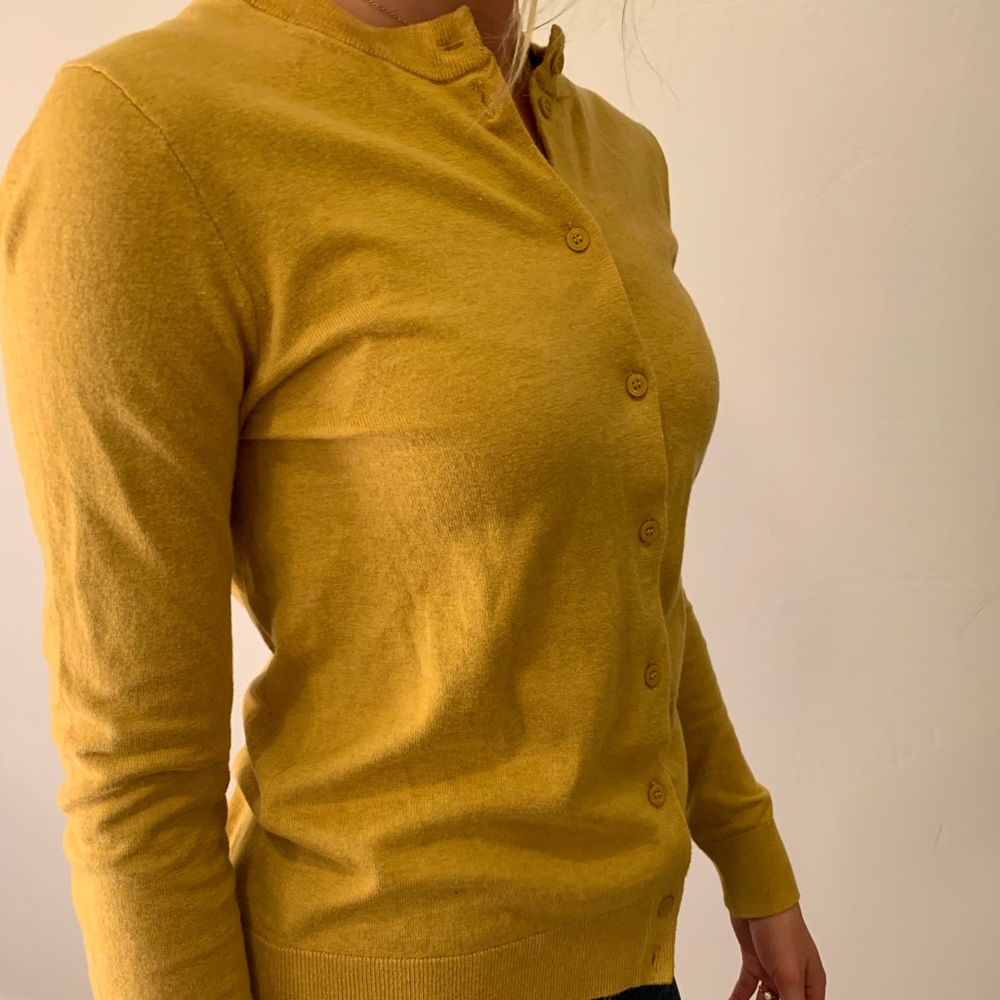 J Crew mustard yellow cardigan!
